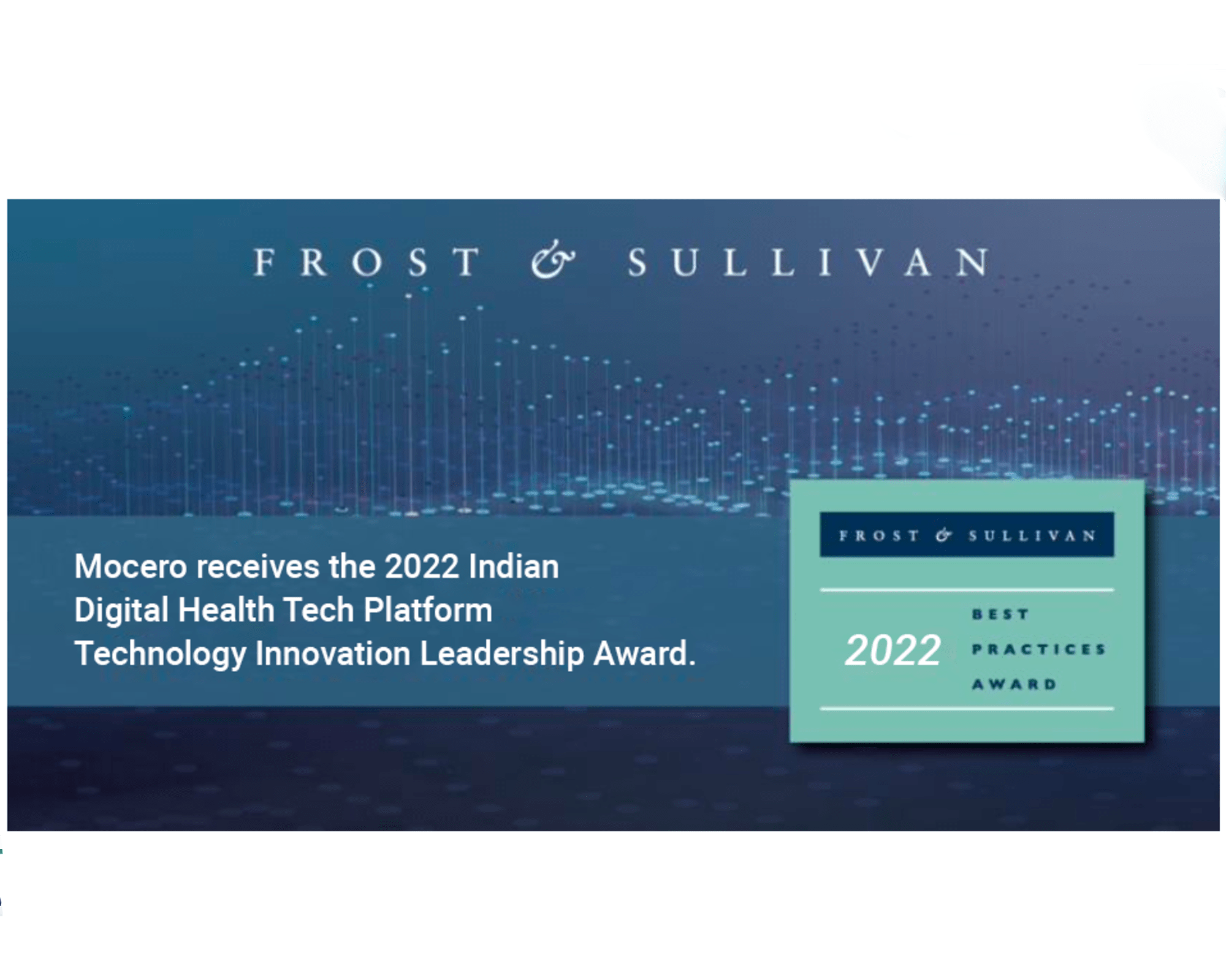 Mocero receiving Healthcare Startup of the Year 2022 award and certificate.