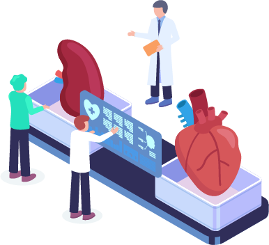 Three Health Workers using Mocero's Solution for Organ Allocation.